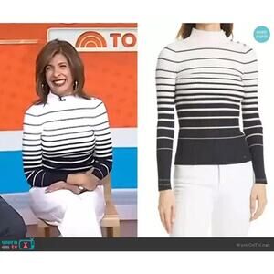 Ted Baker Wanada Stripe Mock Neck Sweater White / Black Size 10